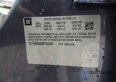 2013 Chevrolet Malibu 2Lt from USA, damaged, VIN 1G11E5SA6DF150294